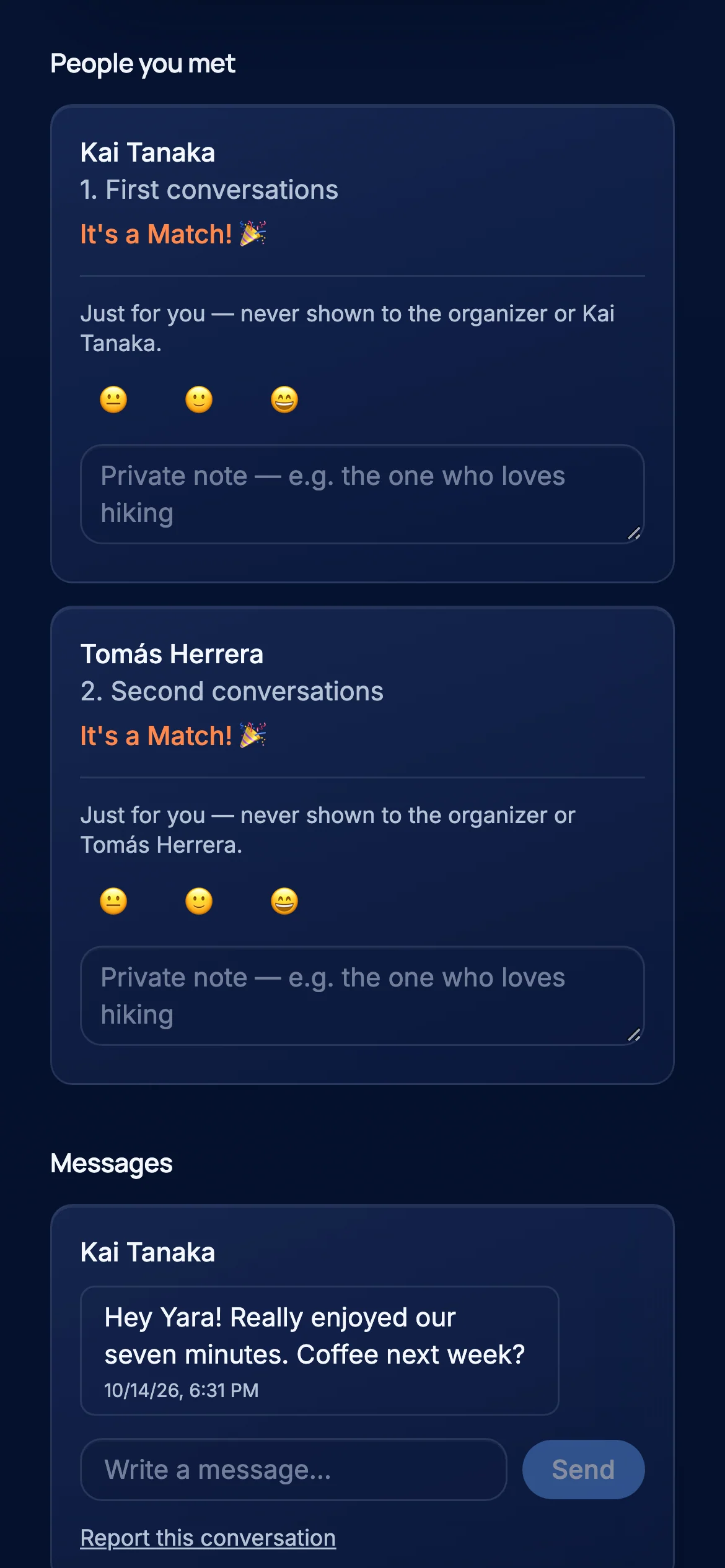A guest's phone after release, showing a mutual match.